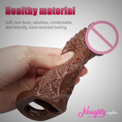 5.5 Inch Brown Dotted Penis Sleeve With Ring